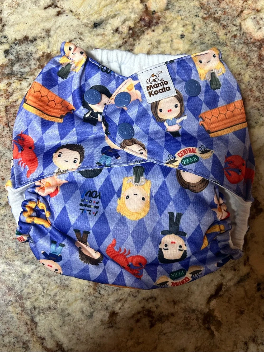 New FRIENDS Blue Character Print Reusable Adjustable Diaper Cover Newborn- 2